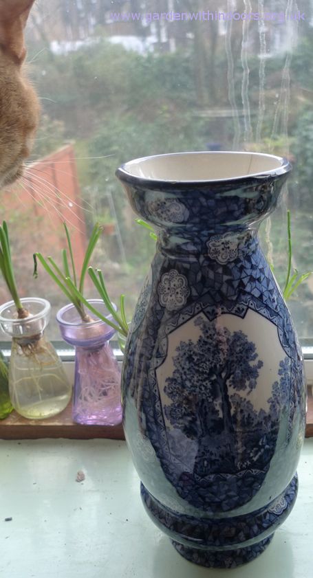 blue and white transfer ware vase Britannia Ware S Hancock & Sons Shape No 52 Charles I