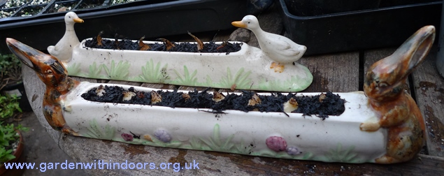 shorter and sons geese and rabbit flower troughs