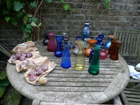 hyacinth vases and bulbs