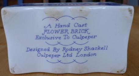 Culpeper flower brick designed by Rodney Shackell