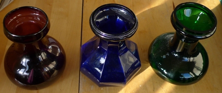 jewel coloured squat vases