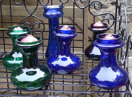 hyacinth vases with Bloms Delft Blue hyacinths